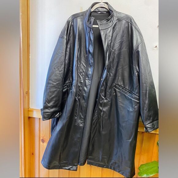 NWOT Zara Mens Faux Leather Coat Sz M - Picture 2 of 5